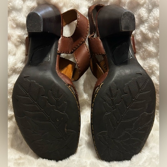 Born Chenille brown leather strappy slingback heel sandals women’s size 8M - Picture 16 of 16